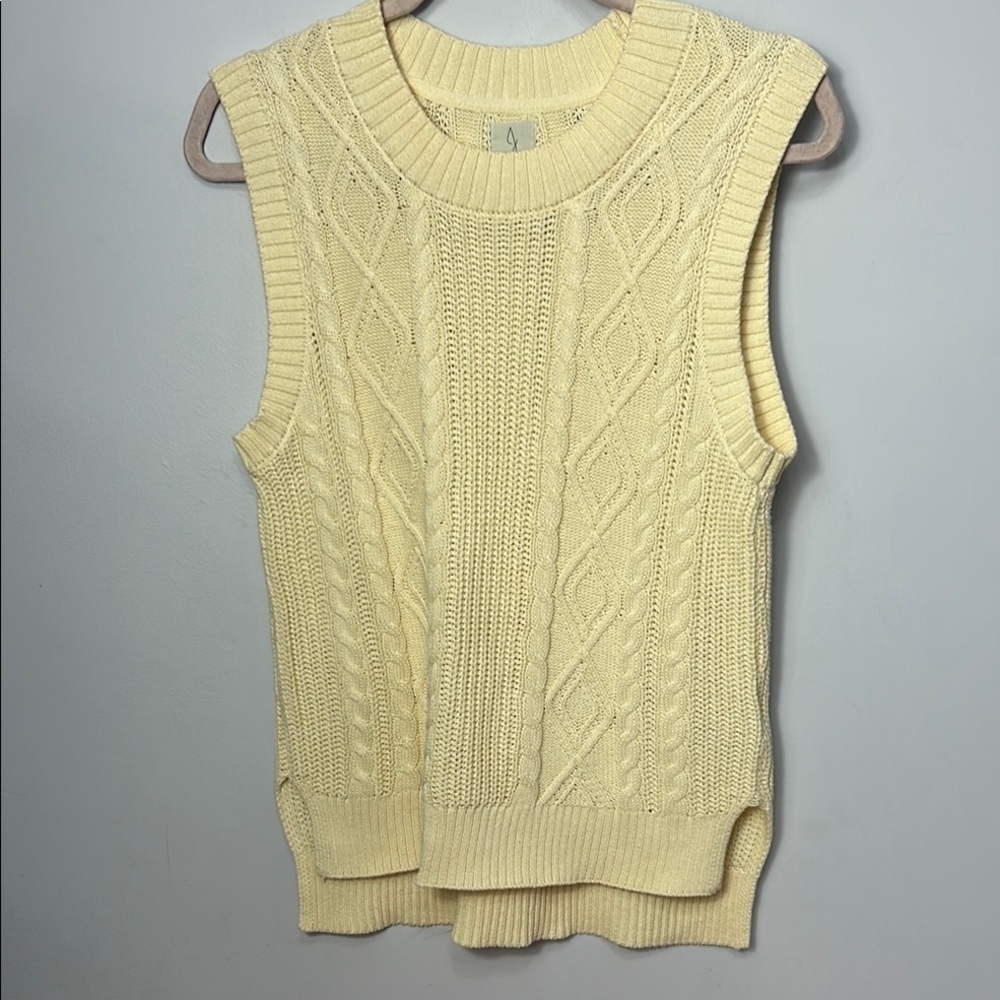 Joie Cream Cable Knit Sleeveless Sweater